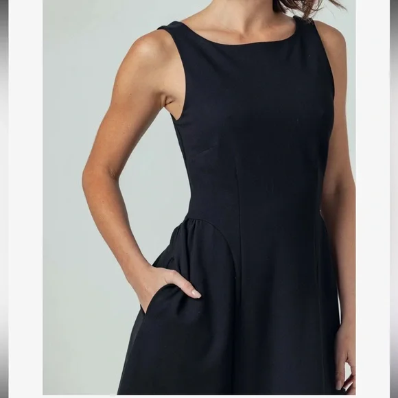 Sundays Diyana Dress - Classic Black Sleeveless Fit-and-Flare Dress - Picture 3 of 5